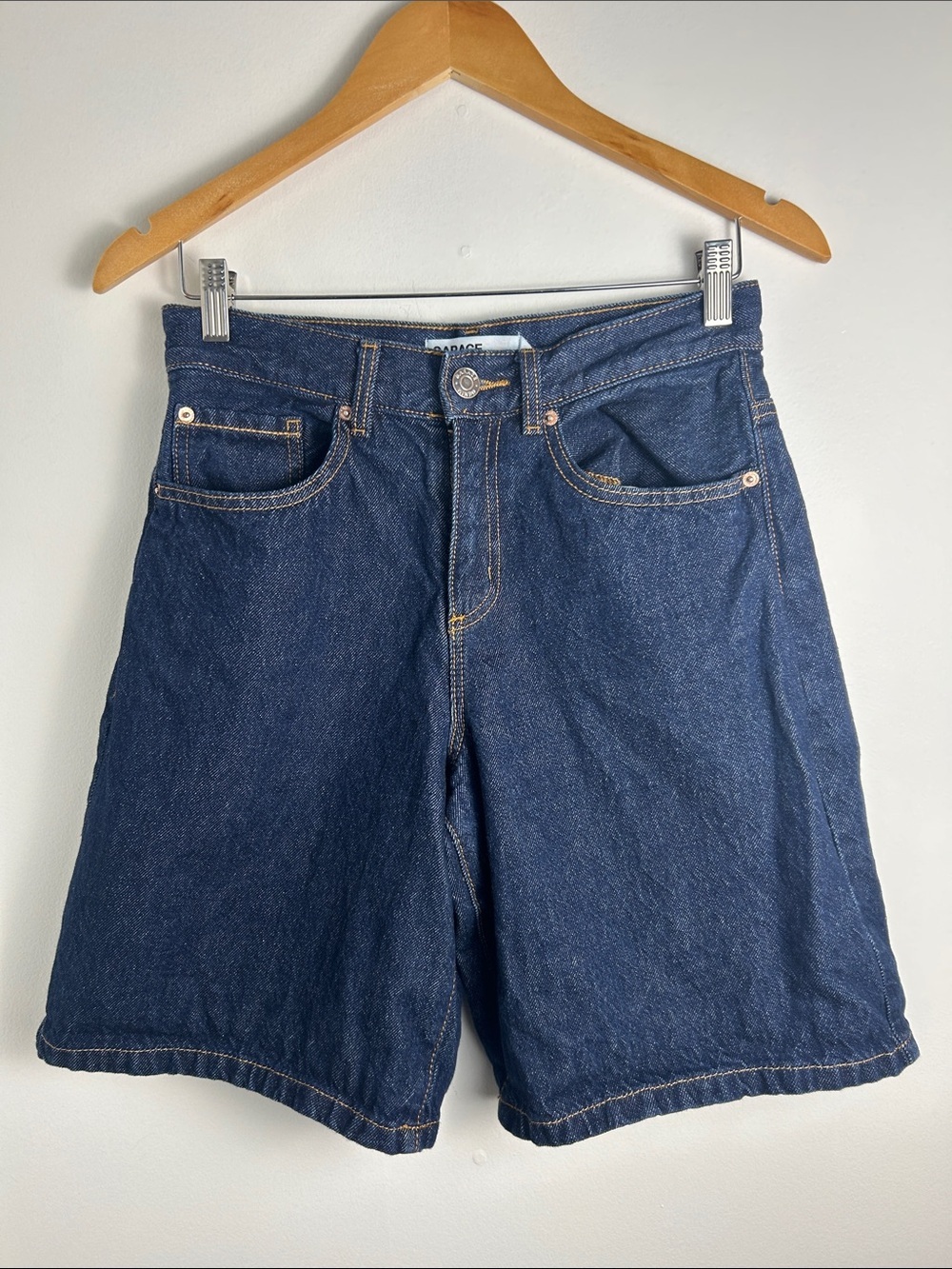 Garage Dark Blue High-Rise Denim Shorts